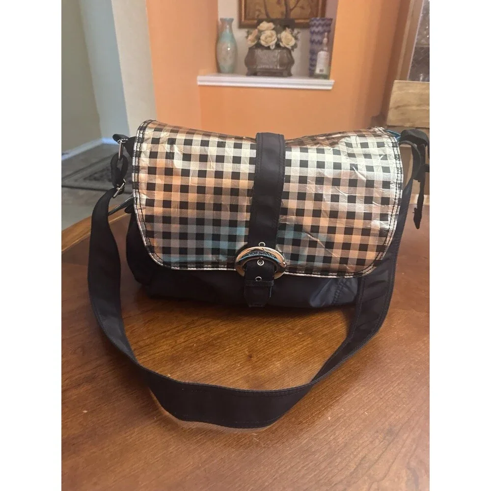 Baby Diaper Bag Kalencom Laminated Buckle Bag Black Gold Changing Pad Bottle Bag